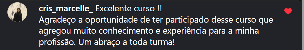 Depoimento de aluna sobre o curso