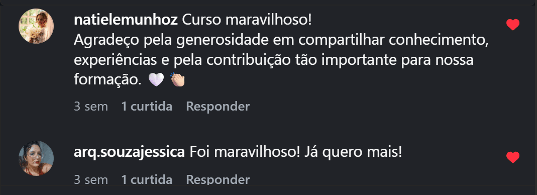 Depoimento de aluna sobre o curso