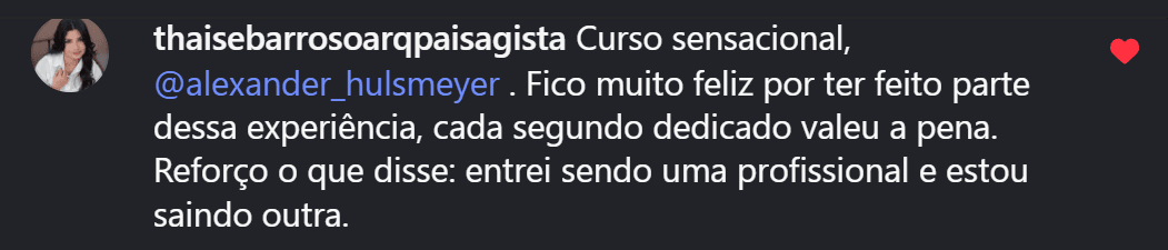 Depoimento de aluna sobre o curso
